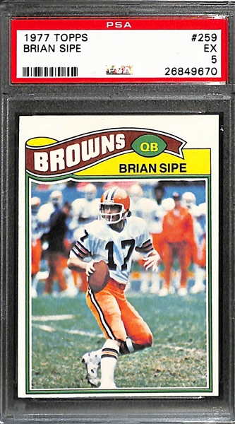 Lot of (14) 1977 PSA Graded Topps Football Cards w. Brian Sipe PSA 5 & Harry Carson PSA 5